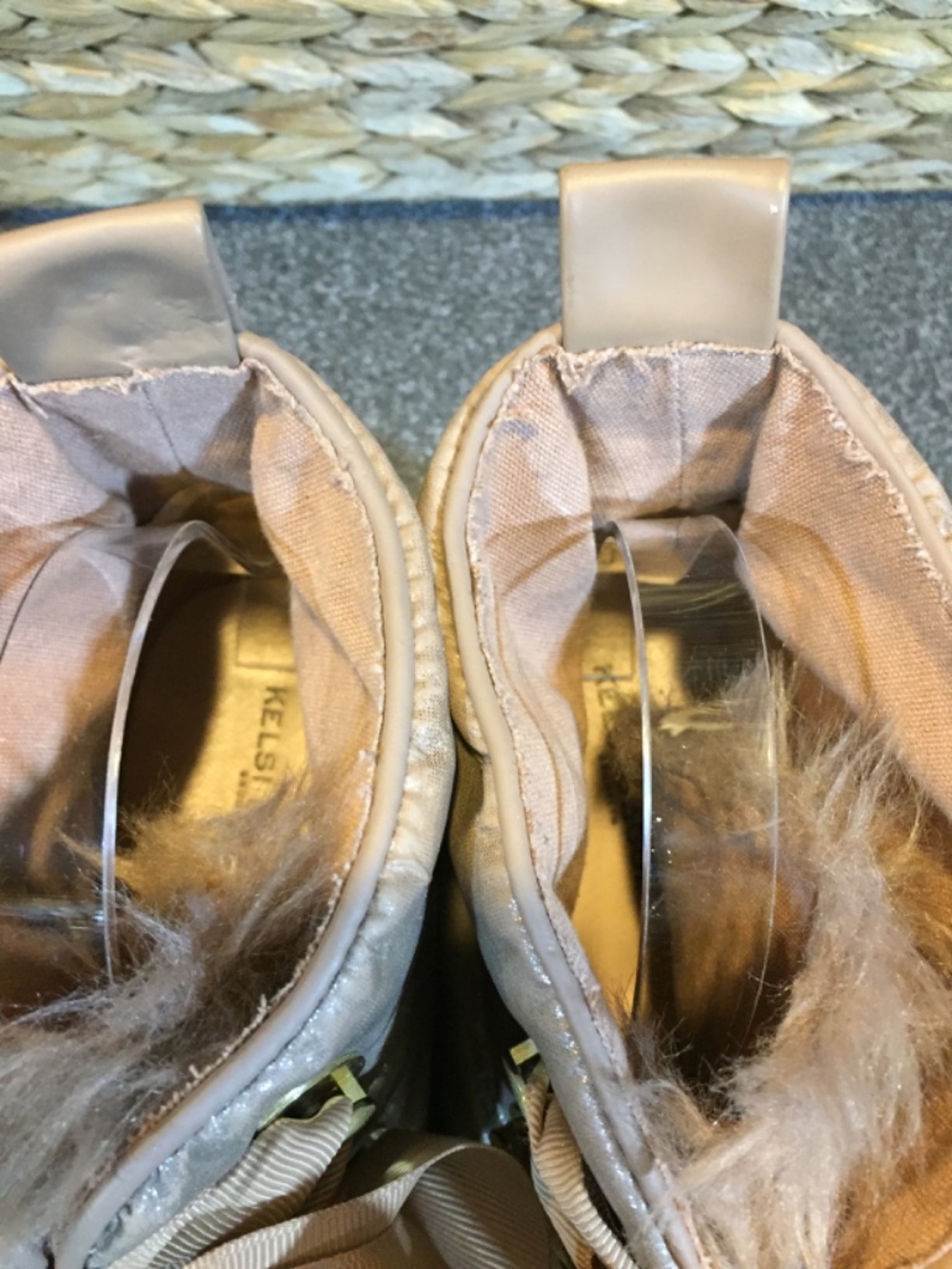 Kelsi Dagger Taupe Faux Fur Ribbon Ankle Booties - Picture 3 of 14